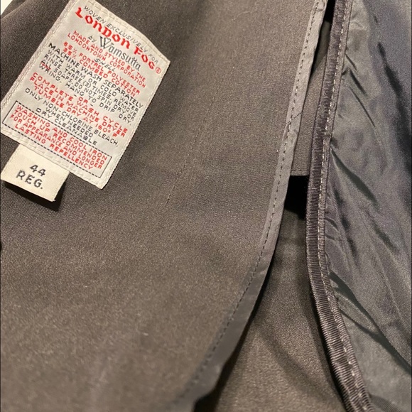 London Fog Removable Lining Black Trench Coat 44 R - Picture 6 of 8